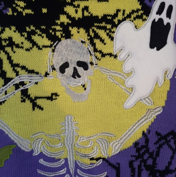 Nwt blizzard bay halloween skeleton ghost shirt sweater medium - Picture 4 of 5